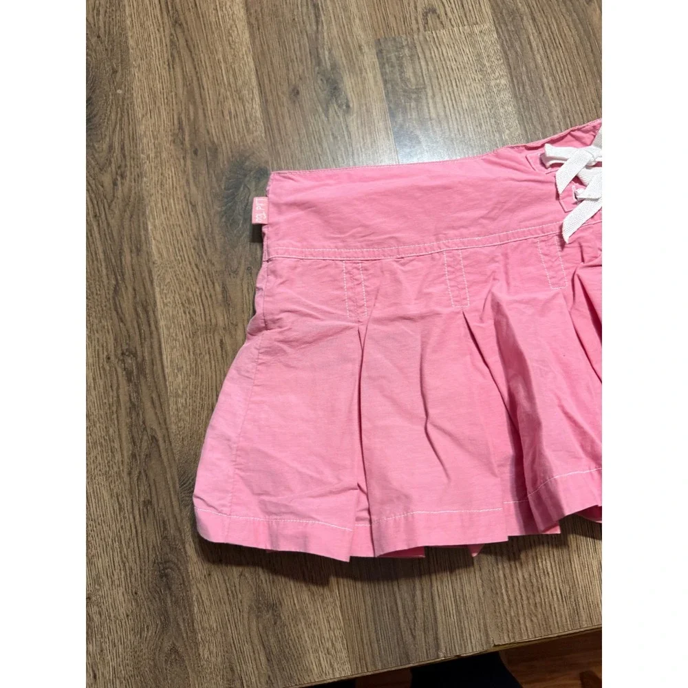 Limited Too Skort Girls Size 10 Pink Pleated Skirt Lace Up Detail